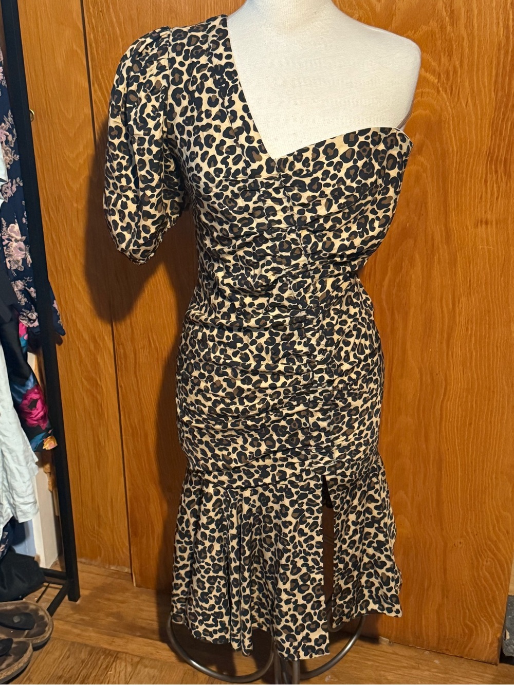 JONATHAN SIMKHAI One-Shoulder Leopard-Print Midi Dress IMPERFECT
